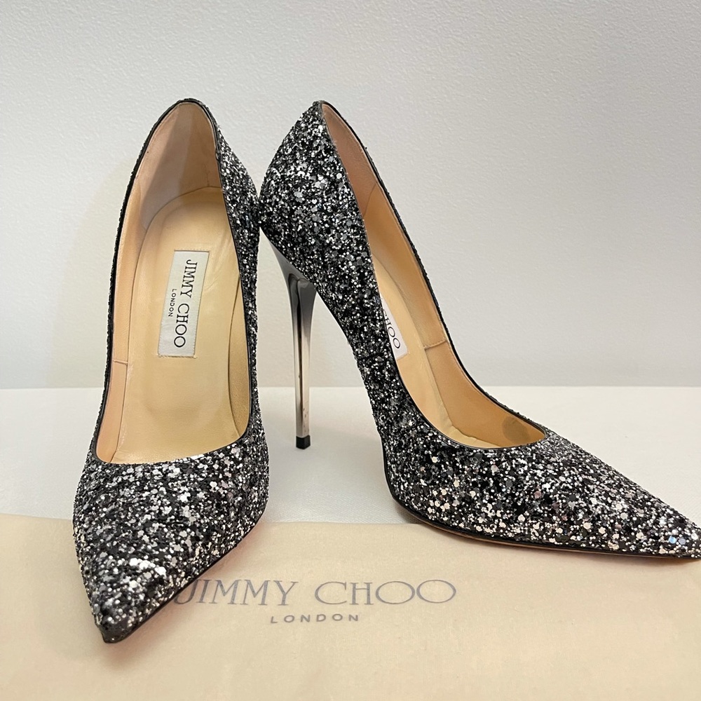 ❌🚫Sold 🚫❌! ! ! Jimmy Choo Anouk ombré 120mm glitter 38.5 - Picture 2 of 7